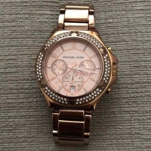 Michael Kors Rose Gold Watch with Crystal Face